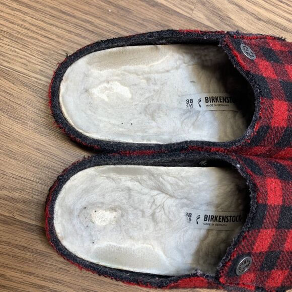 Birkenstock Zermatt Red Plaid Felt/Wool Slipper 38 US Women's Size 7 - Picture 9 of 10